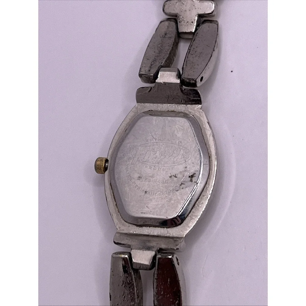 Y2K Fossil Two-Tone Silver/Gold Women's Link Bracelet Watch. Runs!